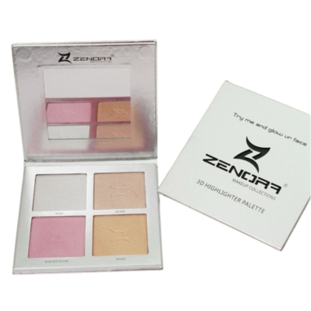 Zenora 3D Highlighter Palette: Illuminate Your Glow with Radiant Shades