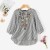 ZANZEA Women's V Neck Embroidered Floral Blouse | Bohemian 3/4 Sleeve Striped Casual Shirt